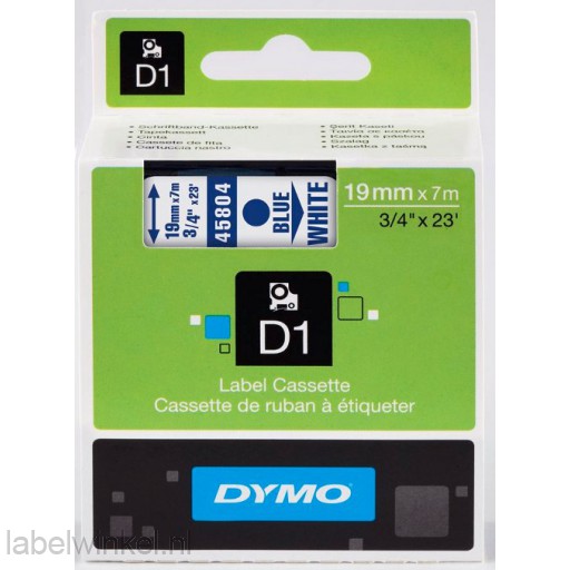 Dymo 45804 D1 Tape 19mm x 7m blauw op wit 