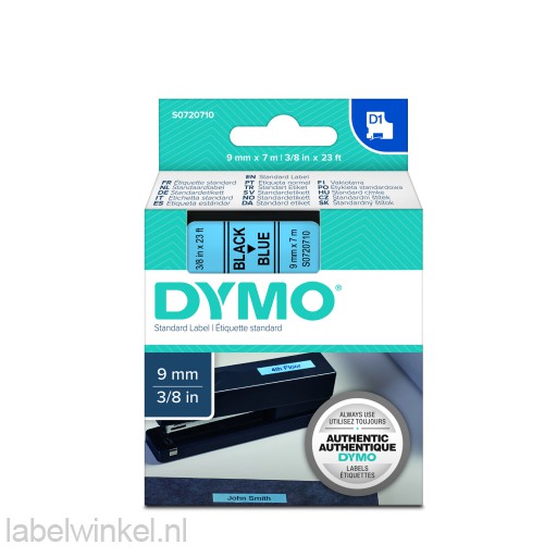 Dymo 40916 D1 Tape 9mm x 7m zwart op blauw