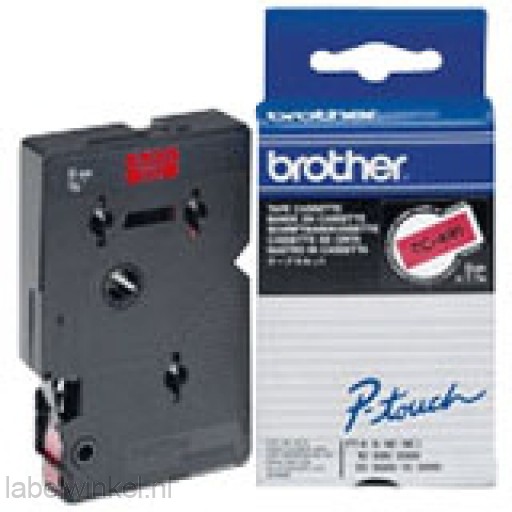 Brother TC-491 Tape Zwart op rood, 9mm.
