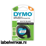 Dymo LetraTag plastic tape zwart op parelwit 12mm